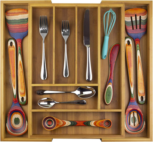 Kitchen Drawer Organizer, Expandable Silverware Organizer and Utensil Holder, 8 Compartments with Dividers