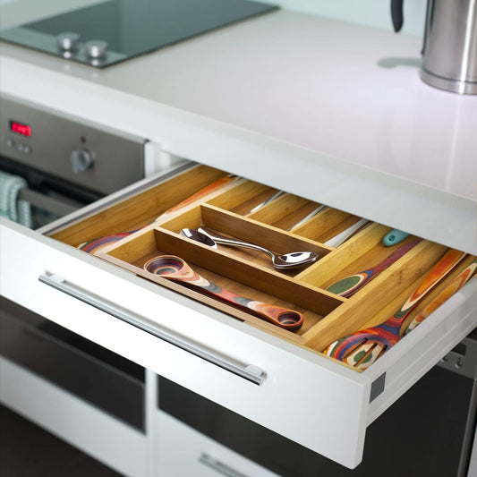 Kitchen Drawer Organizer, Expandable Silverware Organizer and Utensil Holder, 8 Compartments with Dividers