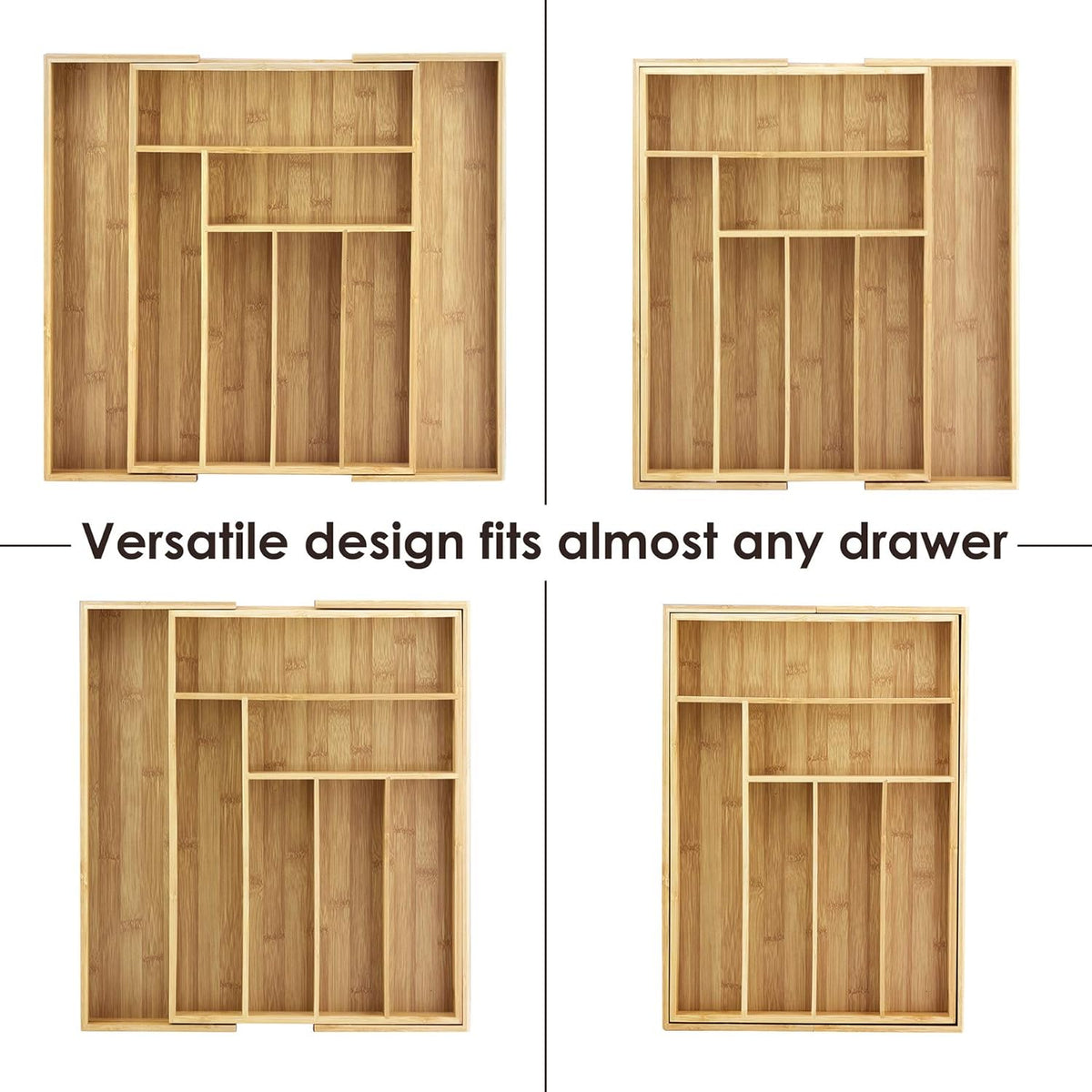 Kitchen Drawer Organizer, Expandable Silverware Organizer and Utensil Holder, 8 Compartments with Dividers