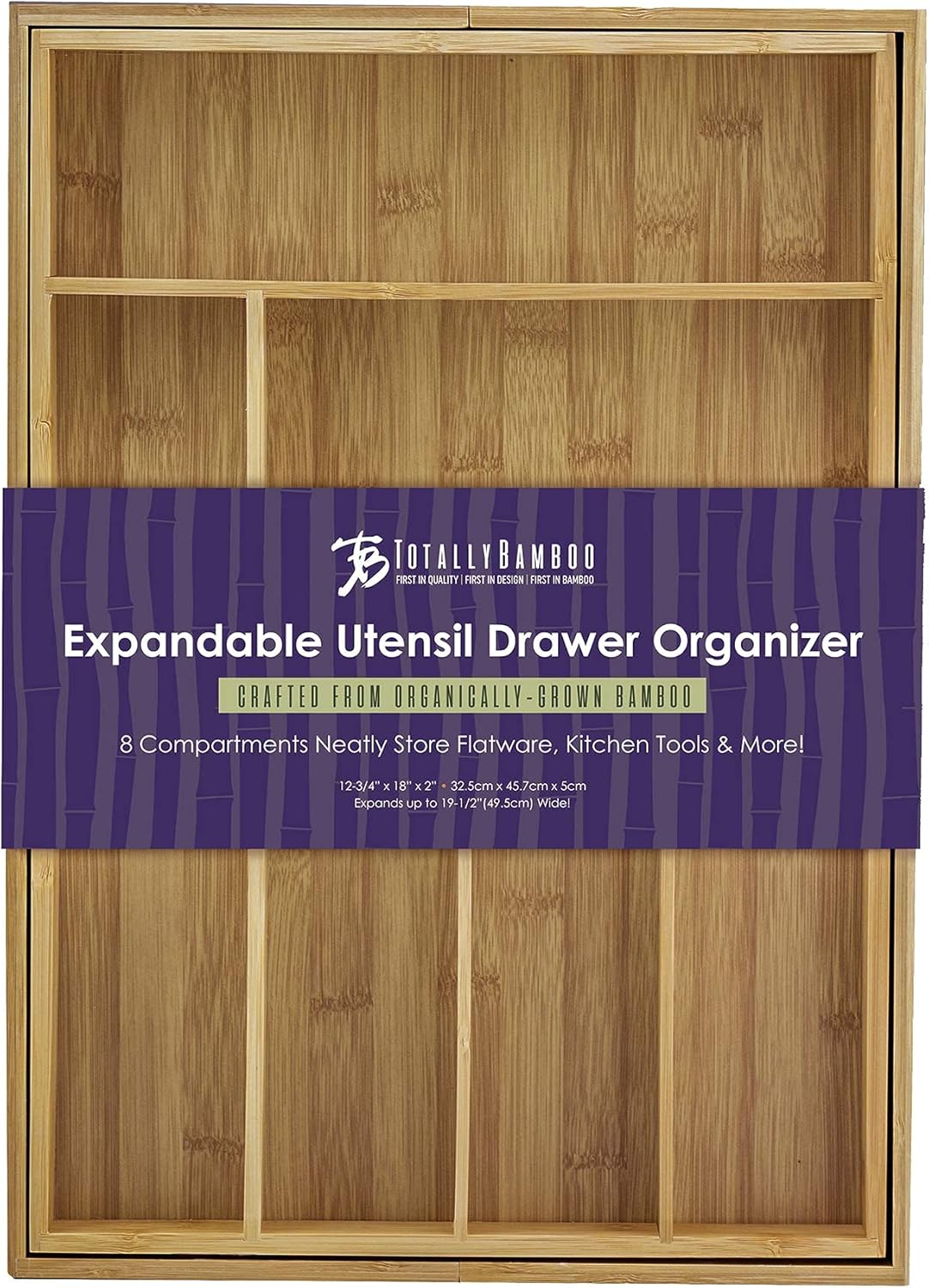 Kitchen Drawer Organizer, Expandable Silverware Organizer and Utensil Holder, 8 Compartments with Dividers