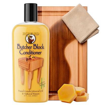 Butcher Block Conditioner and Food Grade Mineral Oil for Wood Cutting Boards, 12 Fl Oz - Enhanced Wood Care
