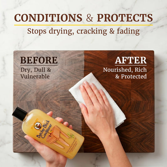 Butcher Block Conditioner and Food Grade Mineral Oil for Wood Cutting Boards, 12 Fl Oz - Enhanced Wood Care