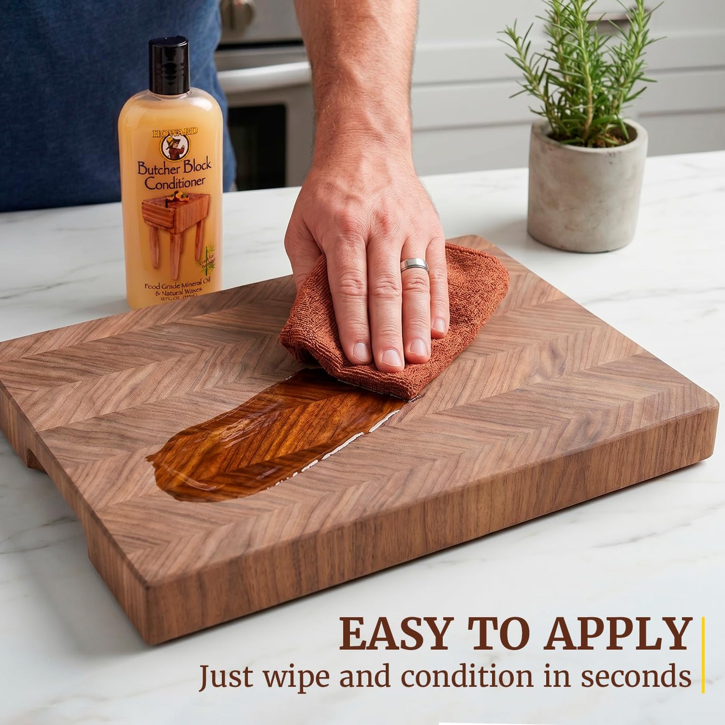 Butcher Block Conditioner and Food Grade Mineral Oil for Wood Cutting Boards, 12 Fl Oz - Enhanced Wood Care