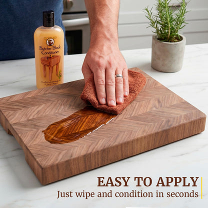 Butcher Block Conditioner and Food Grade Mineral Oil for Wood Cutting Boards, 12 Fl Oz - Enhanced Wood Care