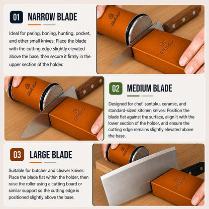 Rolling Knife Sharpener Kit – Knife Sharpener with Diamond, Ceramic & Stainless Steel Discs – 15° & 20° Strong Magnetic Angle Base – Knife Sharpener Tool for Kitchen, Chef & Utility Knives
