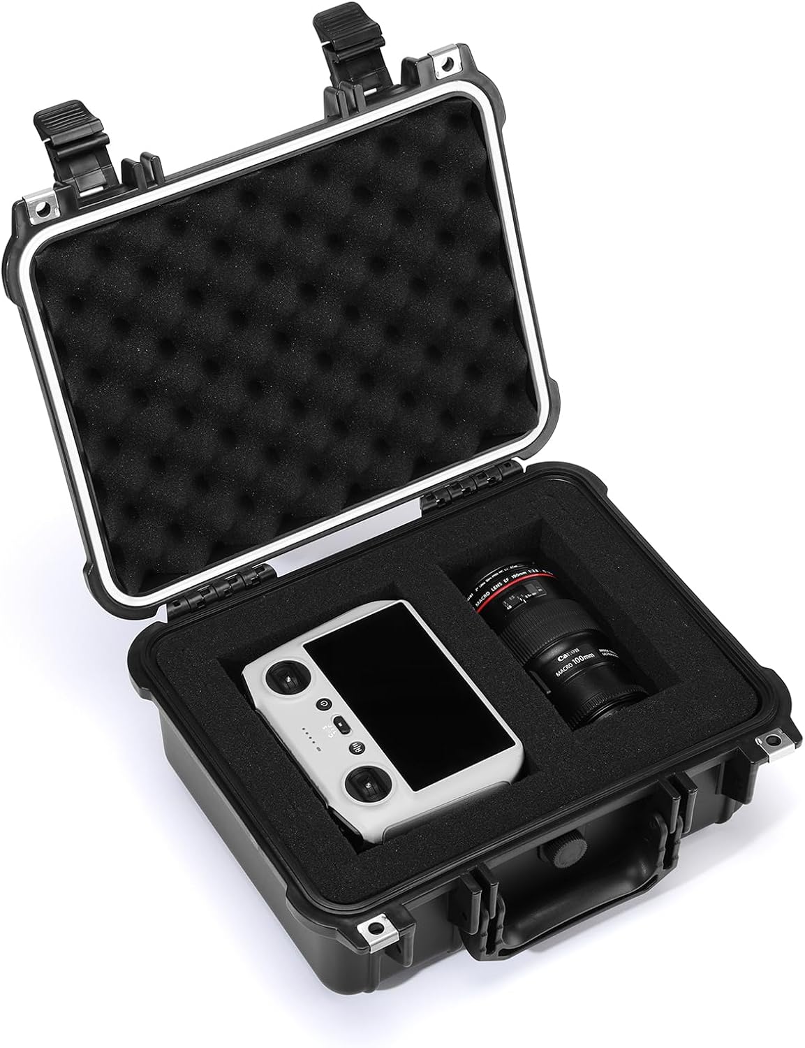 CASOMAN Water-proof and Dust-proof Protective Sturdy Plastic Storage Case with Cush-Proof Sponge and Customizable Foam, IP67 Water Proof Grade, 13.4" X 11.6" X 6"