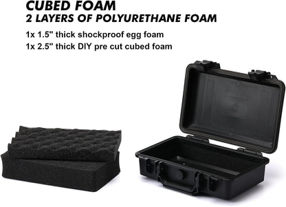 CASOMAN Water-proof and Dust-proof Protective Sturdy Plastic Storage Case with Cush-Proof Sponge and Customizable Foam, IP67 Water Proof Grade, 13.4" X 11.6" X 6"