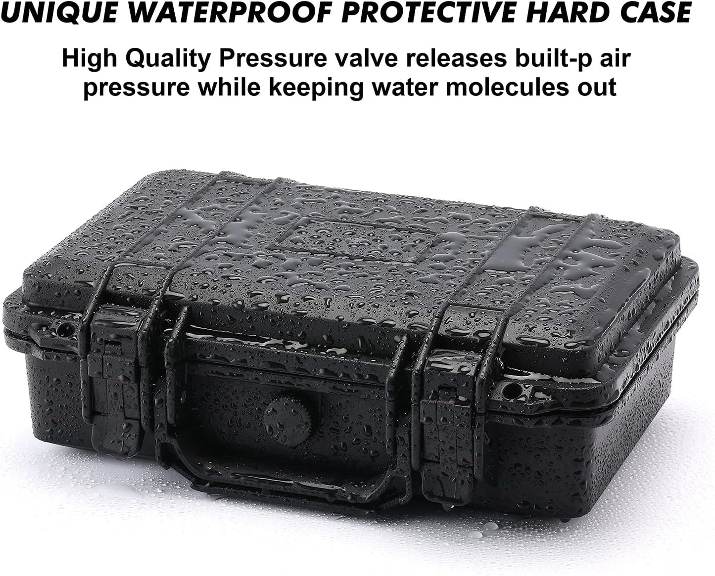 CASOMAN Water-proof and Dust-proof Protective Sturdy Plastic Storage Case with Cush-Proof Sponge and Customizable Foam, IP67 Water Proof Grade, 13.4" X 11.6" X 6"