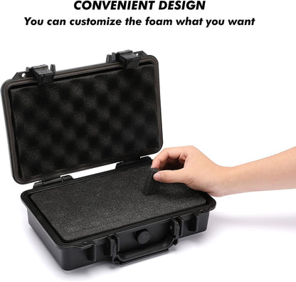 CASOMAN Water-proof and Dust-proof Protective Sturdy Plastic Storage Case with Cush-Proof Sponge and Customizable Foam, IP67 Water Proof Grade, 13.4" X 11.6" X 6"