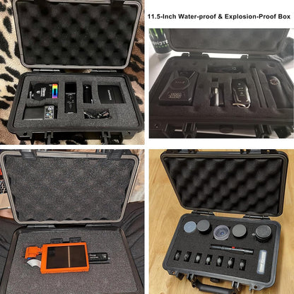 CASOMAN Water-proof and Dust-proof Protective Sturdy Plastic Storage Case with Cush-Proof Sponge and Customizable Foam, IP67 Water Proof Grade, 13.4" X 11.6" X 6"