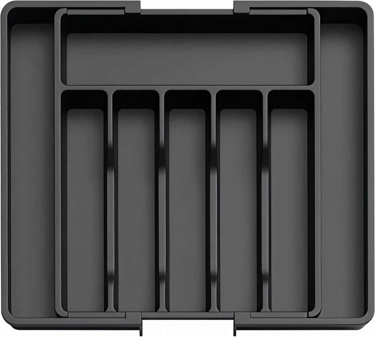 Expandable Large Silverware Tray For Drawer Organizer, Kitchen Cooking Utensil Drawer Organizer For Spoons Forks Knives, Adjustable Cutlery Flatware Holder 13"-22.4" X 14.7" X 2" (Black)