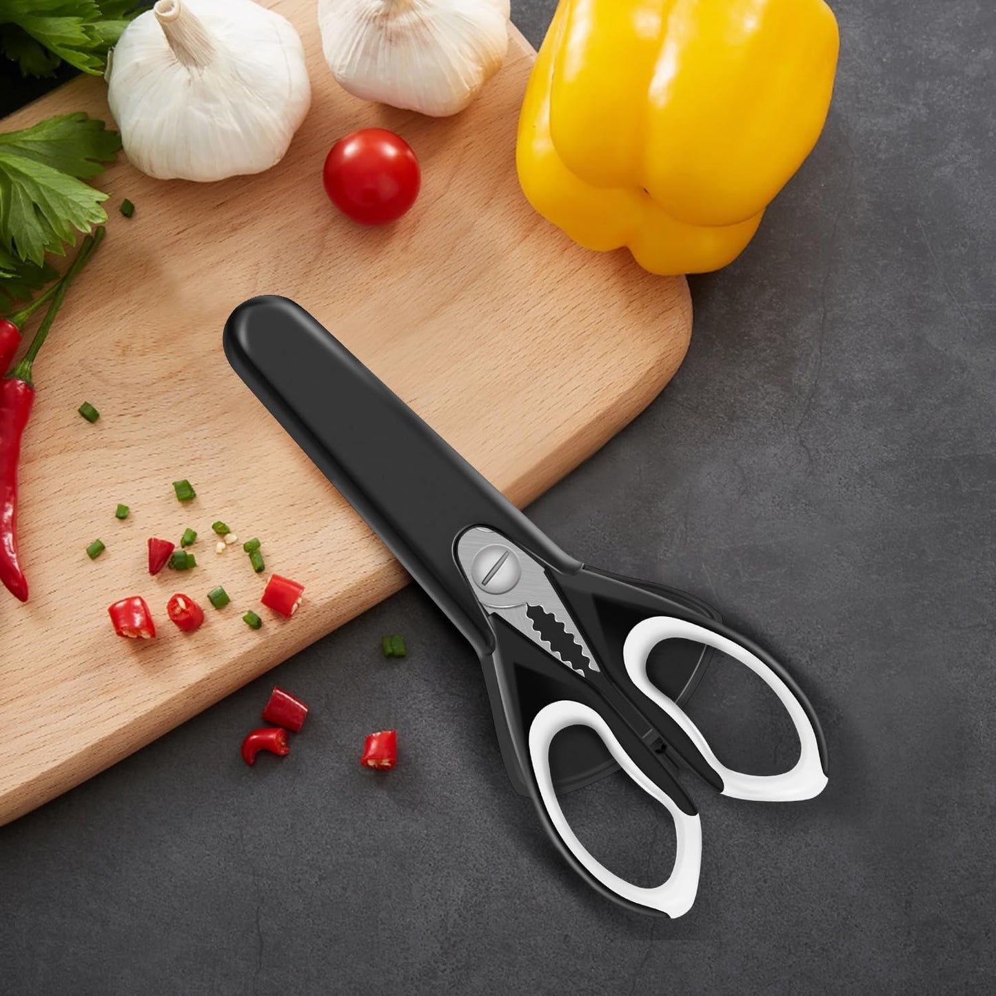 2 Pack Sharp Kitchen Scissors Set with Magnetic Holder, Heavy Duty Kitchen Shears Meat Scissors, Multifunctional Stainless Steel Cooking Poultry Scissors for Household School Picnic（White）