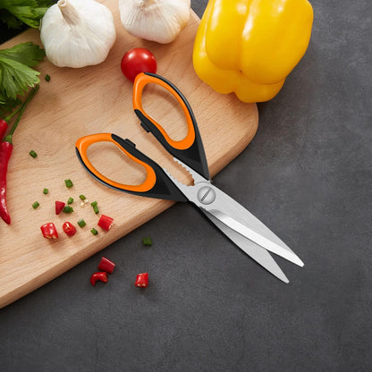 2 Pack Sharp Kitchen Scissors Set with Magnetic Holder, Heavy Duty Kitchen Shears Meat Scissors, Multifunctional Stainless Steel Cooking Poultry Scissors for Household School Picnic（White）
