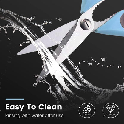 2 Pack Sharp Kitchen Scissors Set with Magnetic Holder, Heavy Duty Kitchen Shears Meat Scissors, Multifunctional Stainless Steel Cooking Poultry Scissors for Household School Picnic（White）