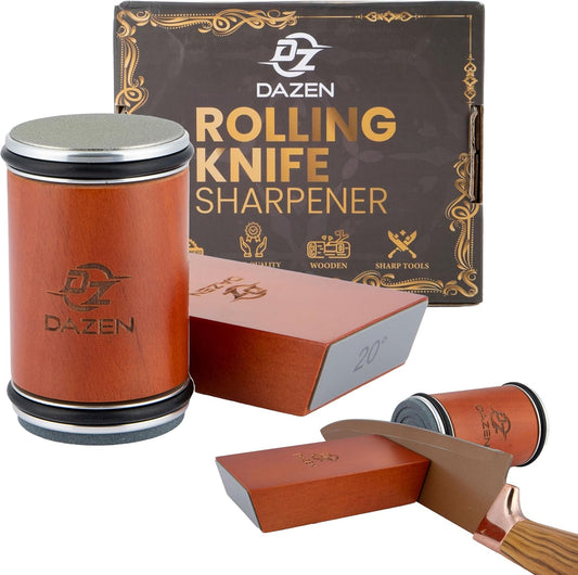 Rolling Knife Sharpener Kit – Durable Knife Sharpening System – 15° and 20° Magnetic Angle – Diamond & Ceramic Honing Discs – Elegant Gift for Chefs & Cooks – Suitable for Kitchen Knives