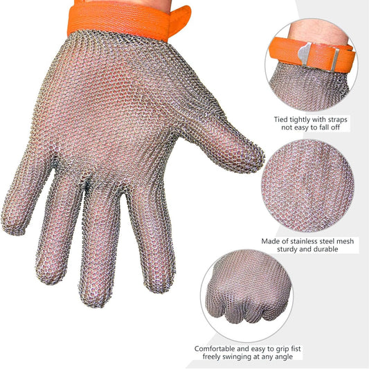 A9 Chainmail Glove, Cut Resistant Stainless Steel Butcher Glove for Cutting Meat & Fish Filleting