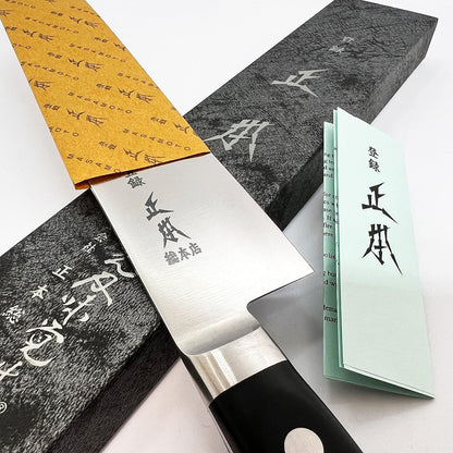 AT Japanese Santoku Knife 7" (180mm) Made in JAPAN, Bunka All Purpose Kitchen Knife, Sharp Japanese Stainless Steel Blade, Full Tang Pakkawood Handle, Black