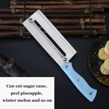 Sugarcane Peeling Knife Pineapple Peeling Knife Sugar Cane Peeler Knife, Paring Knife Fruit Peeler Cutter Artifact Planing Knife, With Stainless Steel Blade & Non-slip Blue Plastic Handle