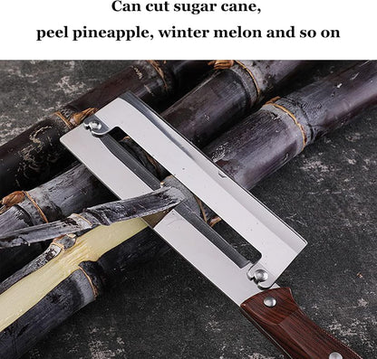 Sugarcane Peeling Knife Pineapple Peeling Knife Sugar Cane Peeler Knife, Paring Knife Fruit Peeler Cutter Artifact Planing Knife, With Stainless Steel Blade & Non-slip Blue Plastic Handle