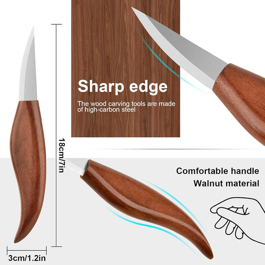 Wood Carving Knife With Leather Strop and Polishing Compound,Whittling Knife,Wood Carving Tools for Beginners,Adults and Kids Whittling Tools (Sloyd Carving Knife)