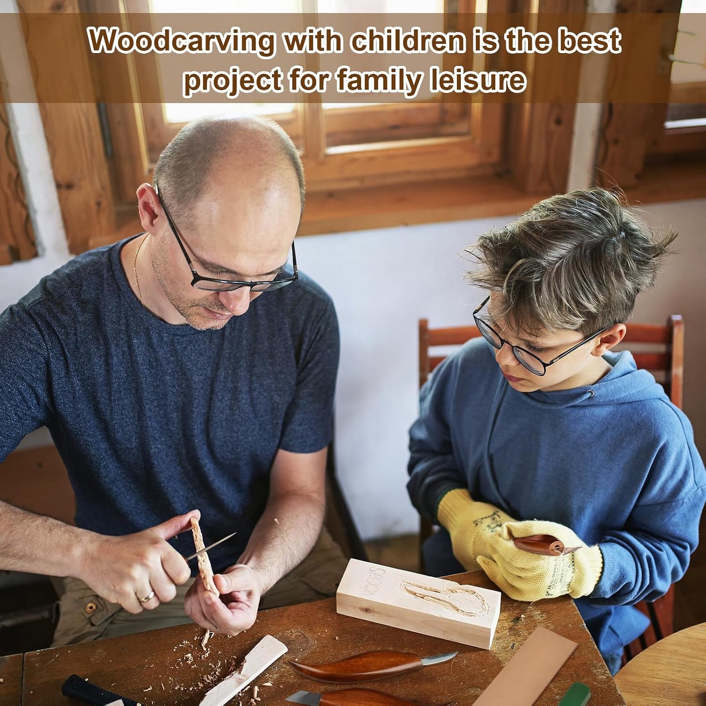 Wood Carving Knife With Leather Strop and Polishing Compound,Whittling Knife,Wood Carving Tools for Beginners,Adults and Kids Whittling Tools (Sloyd Carving Knife)