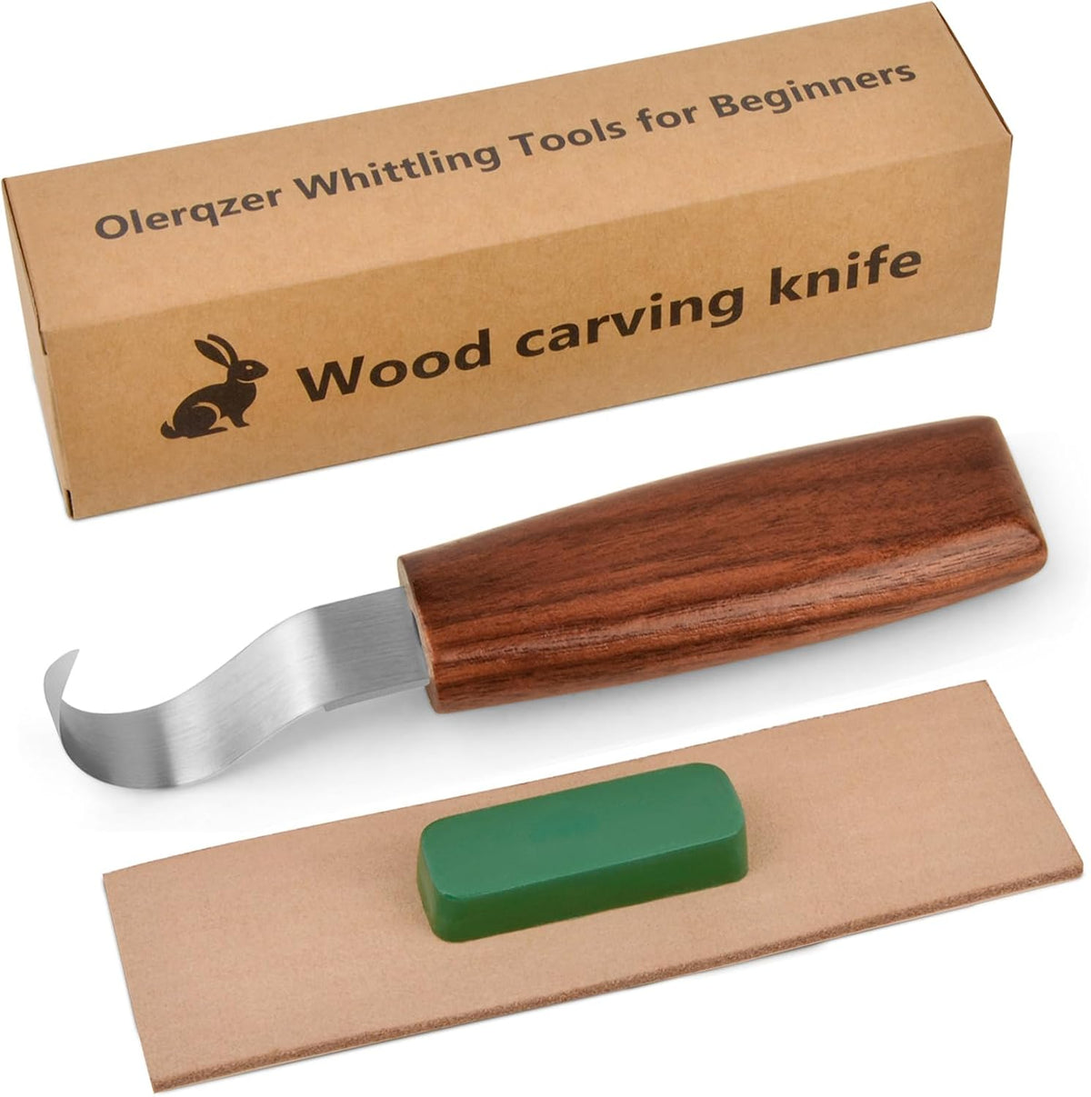 Wood Carving Knife With Leather Strop and Polishing Compound,Whittling Knife,Wood Carving Tools for Beginners,Adults and Kids Whittling Tools (Sloyd Carving Knife)