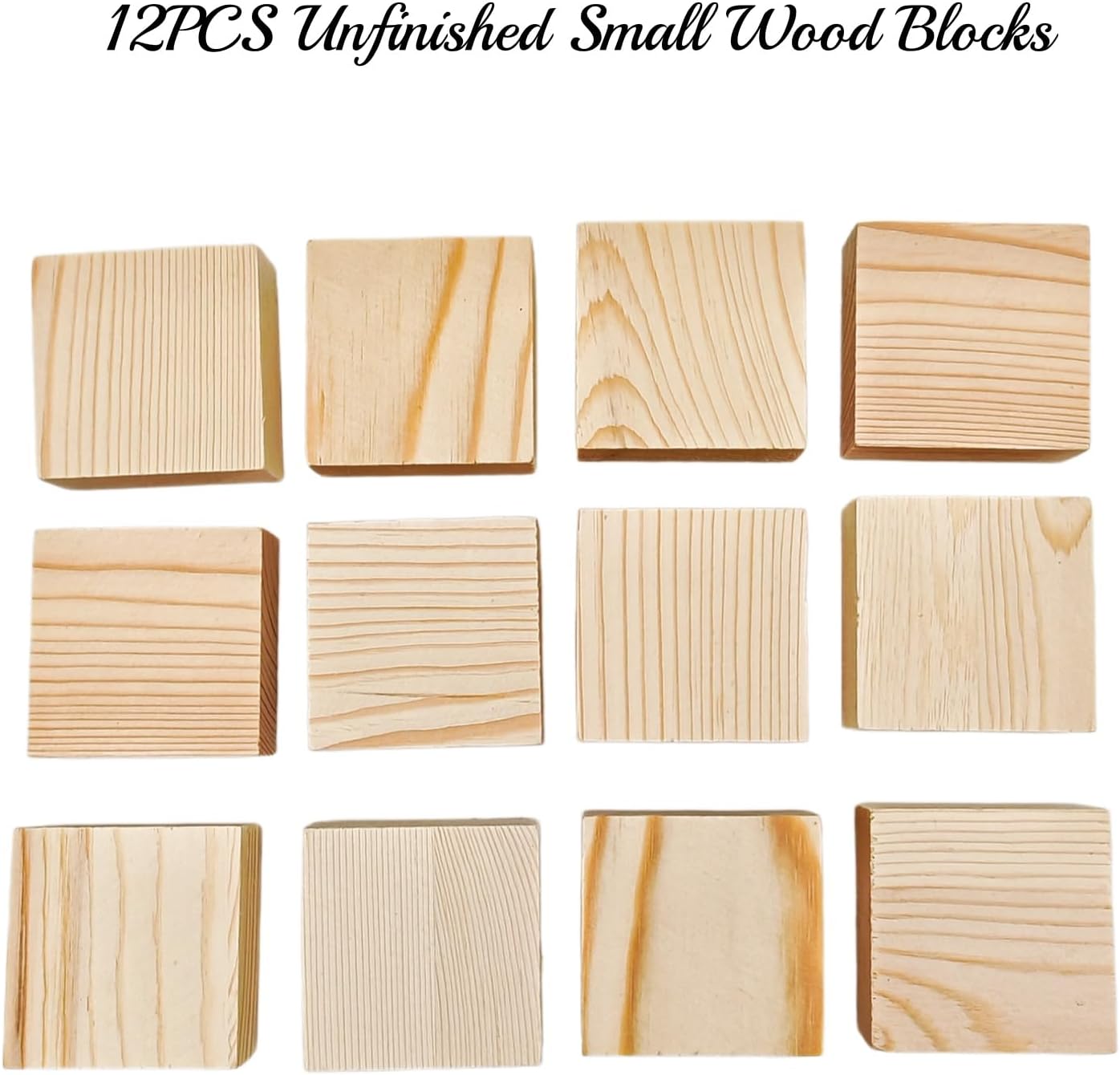 6PCS Unfinished Wood Square Blocks for Crafts, 6x6x1in Blank Wooden Squares Pine Wood Boards for Carving,DIY Wood Coasters,Painting & Burning