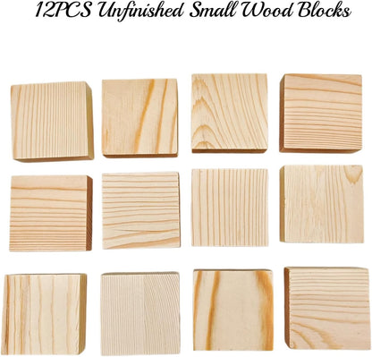 6PCS Unfinished Wood Square Blocks for Crafts, 6x6x1in Blank Wooden Squares Pine Wood Boards for Carving,DIY Wood Coasters,Painting & Burning