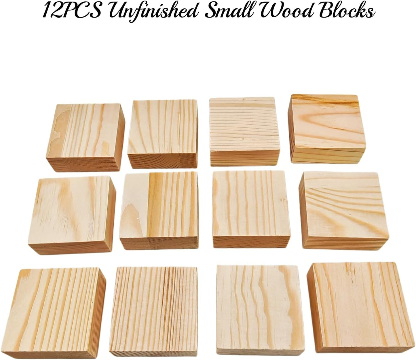 6PCS Unfinished Wood Square Blocks for Crafts, 6x6x1in Blank Wooden Squares Pine Wood Boards for Carving,DIY Wood Coasters,Painting & Burning