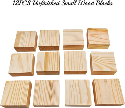 6PCS Unfinished Wood Square Blocks for Crafts, 6x6x1in Blank Wooden Squares Pine Wood Boards for Carving,DIY Wood Coasters,Painting & Burning