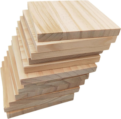 6PCS Unfinished Wood Square Blocks for Crafts, 6x6x1in Blank Wooden Squares Pine Wood Boards for Carving,DIY Wood Coasters,Painting & Burning