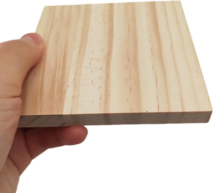 6PCS Unfinished Wood Square Blocks for Crafts, 6x6x1in Blank Wooden Squares Pine Wood Boards for Carving,DIY Wood Coasters,Painting & Burning