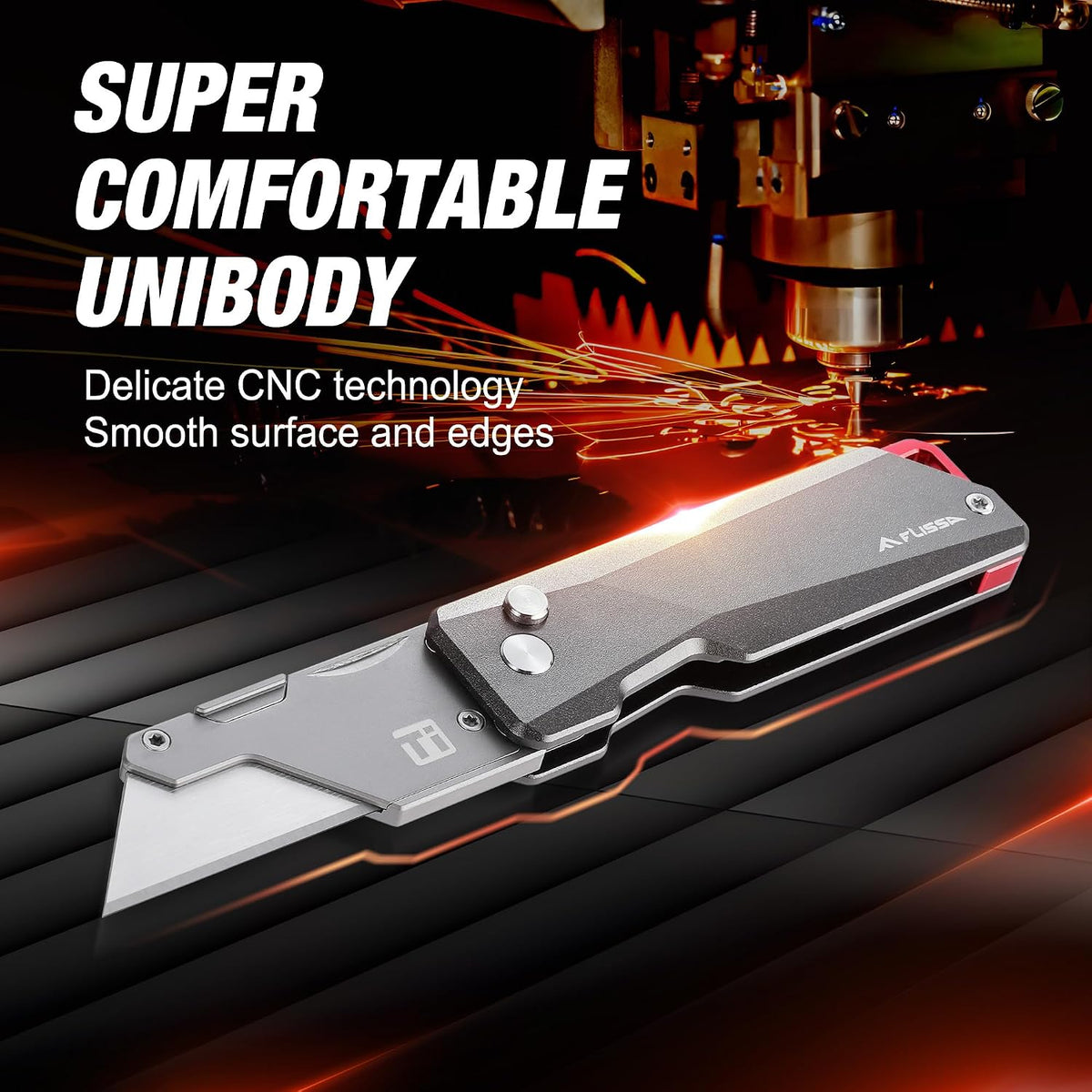 Advanced Titanium Utility Knife, CNC Unibody, Lightweight All Metal Folding Box Cutter, Quick Change Blade Razor Knife,Ideal Gifts for Men Women, with 10 Extra Blades