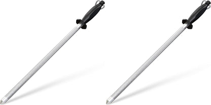 Knife Sharpener Rod 12 Inch, Professional Honing Rod for Knife Sharpening with Hanging Hook, Black