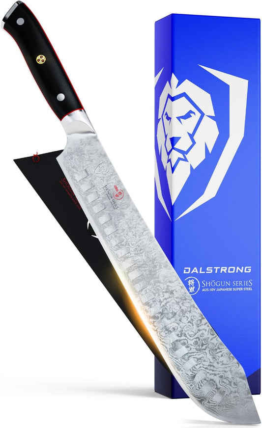 Bull Nose Butcher Knife - 10 inch - Shogun Series ELITE - Japanese AUS-10V Super Steel - Vacuum Heat Treatment - with Sheath - Meat, BBQ, Breaking Knife - Kitchen Knife - BBQ, Brisket