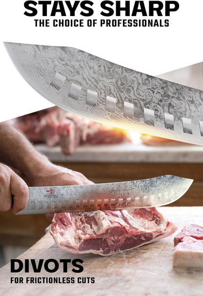 Bull Nose Butcher Knife - 10 inch - Shogun Series ELITE - Japanese AUS-10V Super Steel - Vacuum Heat Treatment - with Sheath - Meat, BBQ, Breaking Knife - Kitchen Knife - BBQ, Brisket