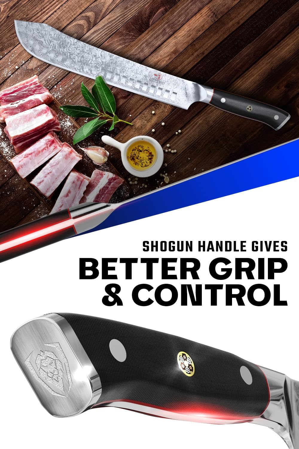 Bull Nose Butcher Knife - 10 inch - Shogun Series ELITE - Japanese AUS-10V Super Steel - Vacuum Heat Treatment - with Sheath - Meat, BBQ, Breaking Knife - Kitchen Knife - BBQ, Brisket