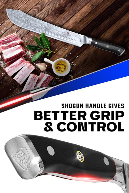Bull Nose Butcher Knife - 10 inch - Shogun Series ELITE - Japanese AUS-10V Super Steel - Vacuum Heat Treatment - with Sheath - Meat, BBQ, Breaking Knife - Kitchen Knife - BBQ, Brisket