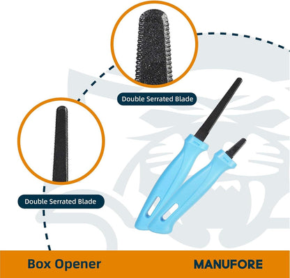 2-Pack Safety Box Opener with Non-Stick Coated Serrated Blades Box Opener for Cardboard and Packages Cuts