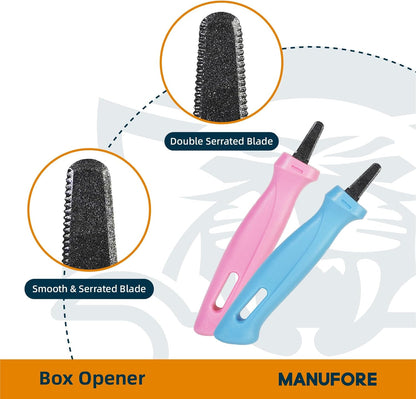 2-Pack Safety Box Opener with Non-Stick Coated Serrated Blades Box Opener for Cardboard and Packages Cuts