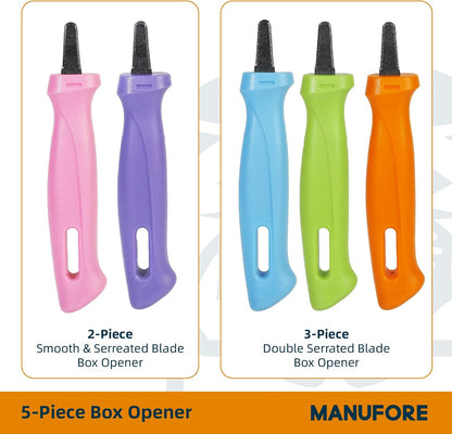 2-Pack Safety Box Opener with Non-Stick Coated Serrated Blades Box Opener for Cardboard and Packages Cuts