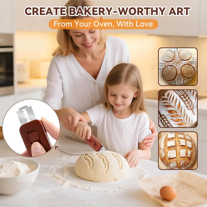 Professional Sourdough Scoring Tool Bread Lame, Upgraded Extractable & Magnetic Lame Bread Tool with 5 Sharp Blades, Dough Razor & Bread Scoring Knife for Homemade Sourdough Bread
