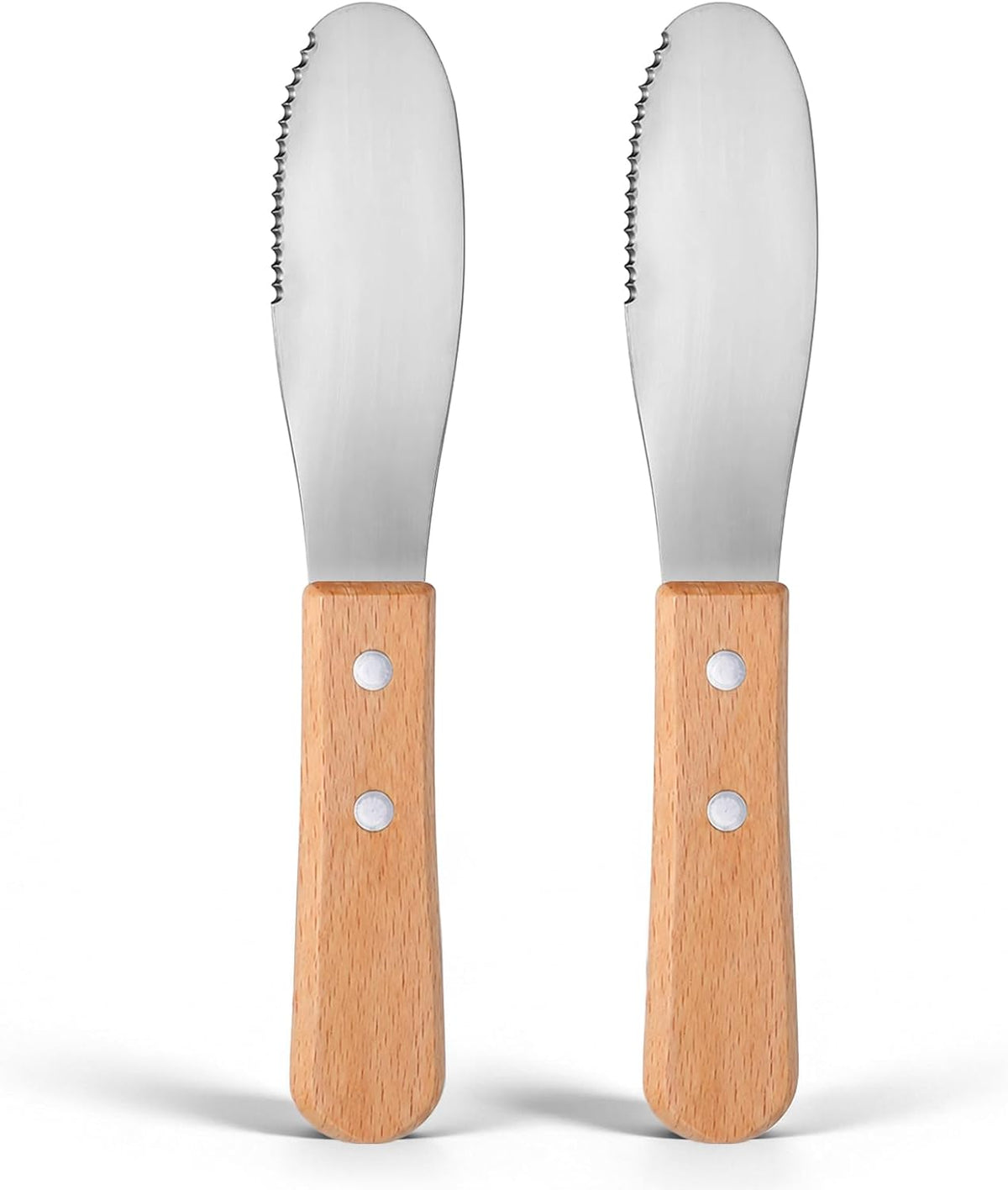 2pcs Stainless Steel Butter Spreader Knife with Wooden Handle, Long Handle Red & Steel Color, Kitchen Tools for Sandwich Cream Condiments