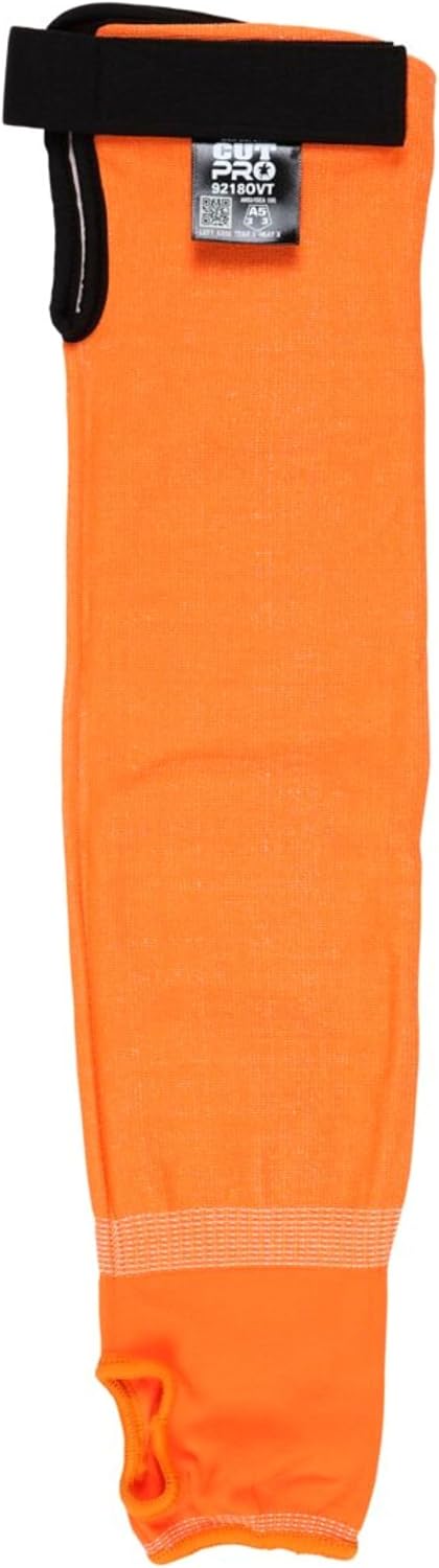 CutPro Hi-Visibility Cut Resistant Orange Sleeves, 13-Gauge HyperMax with Adjustable Hook and Loop Bicep