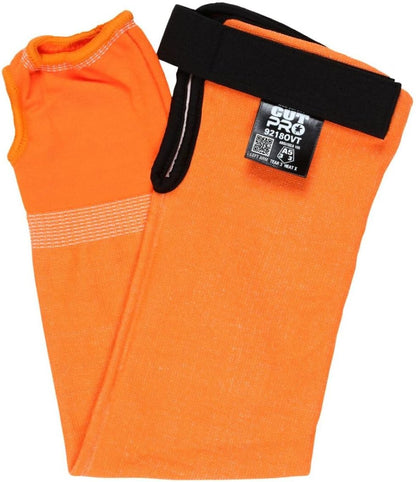 CutPro Hi-Visibility Cut Resistant Orange Sleeves, 13-Gauge HyperMax with Adjustable Hook and Loop Bicep