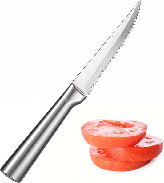Tomato Knife, Stainless Steel Serrated Blade Tomato Slicing Knives for Precise and Smooth Cutting Tomatoes, Vegetables, Veggies, Fruits, Onions(8.9 inch)