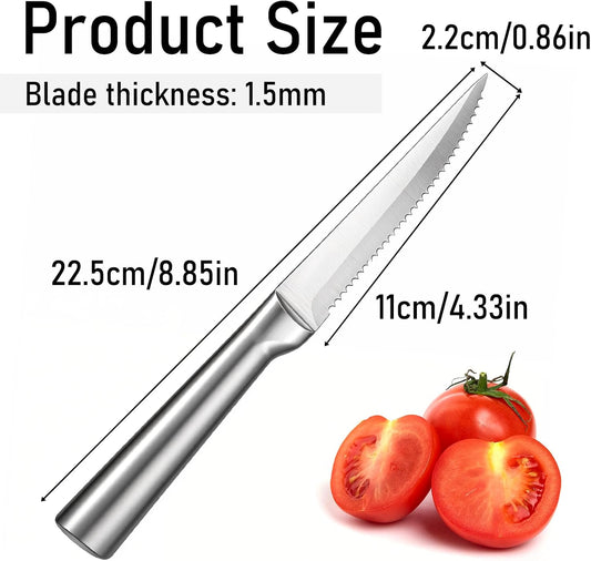 Tomato Knife, Stainless Steel Serrated Blade Tomato Slicing Knives for Precise and Smooth Cutting Tomatoes, Vegetables, Veggies, Fruits, Onions(8.9 inch)