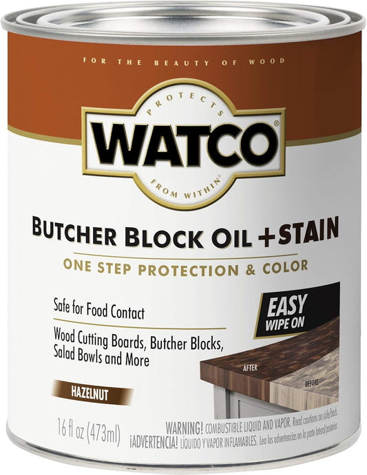 Butcher Block Hazelnut Oil & Finish | Food Safe Wood Finish, Cutting Boards, Wood Conditioner, Easy Wipe-On Formula, Pint