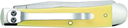 WR Case XX Pocket Knife Yellow Synthetic Trapper W/Clip Item #81091 - (3254C SS) - Length Closed: 4 1/8 Inches