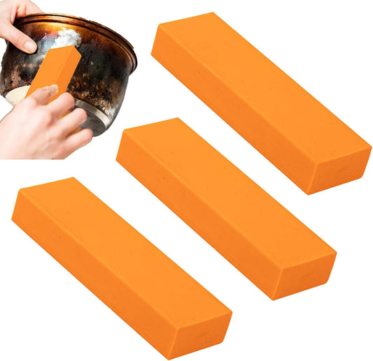 3PCS Rust Removal Eraser, Stainless Steel Stain Remover, Rubber Knives Rust Removers, Scratch Remover Eraser, Stainless Steel Decontamination Tool, for Faucet, Kettle, Cutlery